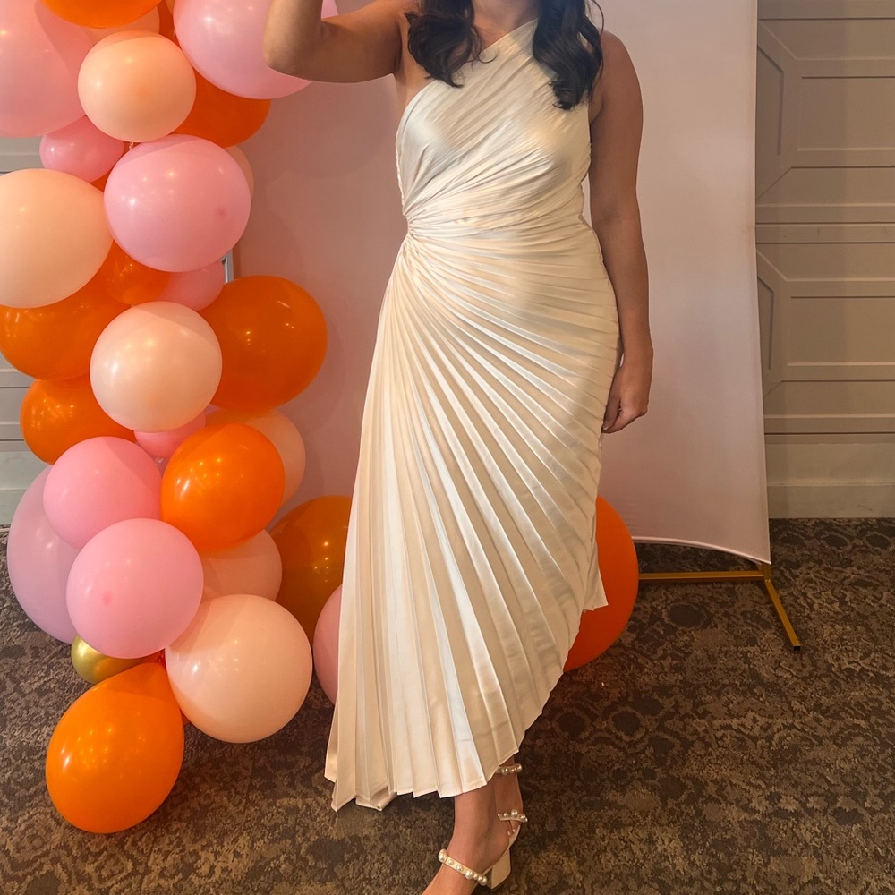 Asymmetrical Pleated Maxi Dress